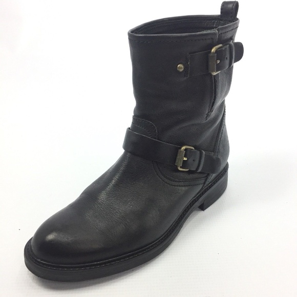 J Crew Womens Black Leather Biker Boots 